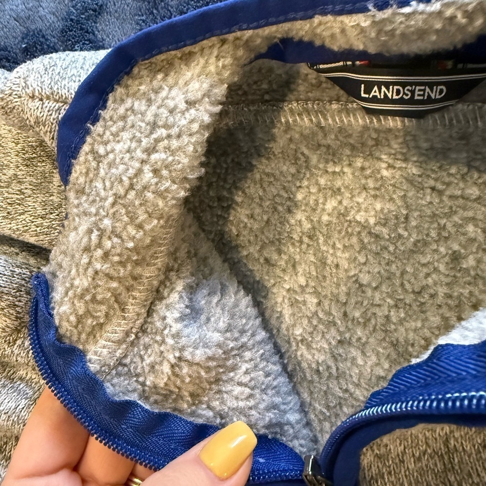 Lands' End Kids Zip Up Sweater - Gray and Blue - Picture 9 of 9